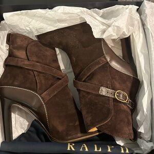 Brand new Ralph Lauren Suede booties- 4 inch heals